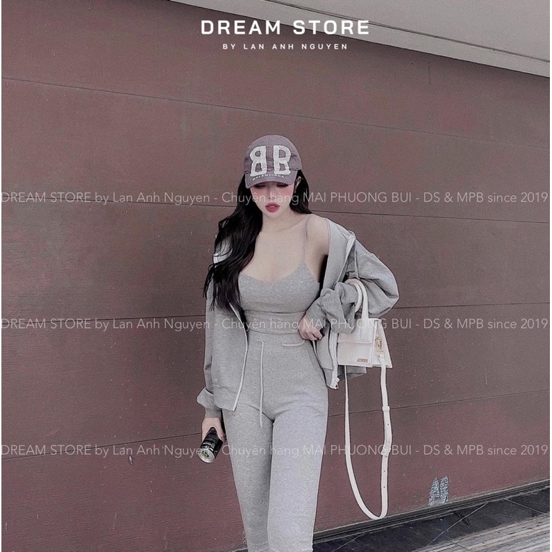 Bộ thể thao có mũ len tăm 3 món/bộ mặc ở nhà cho nữ | BigBuy360 - bigbuy360.vn