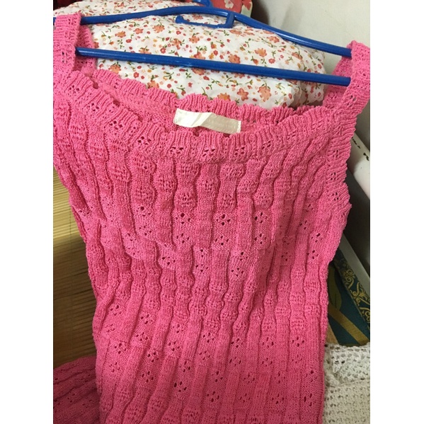 Pass áo knit 2 dây hồng đậm trendy
