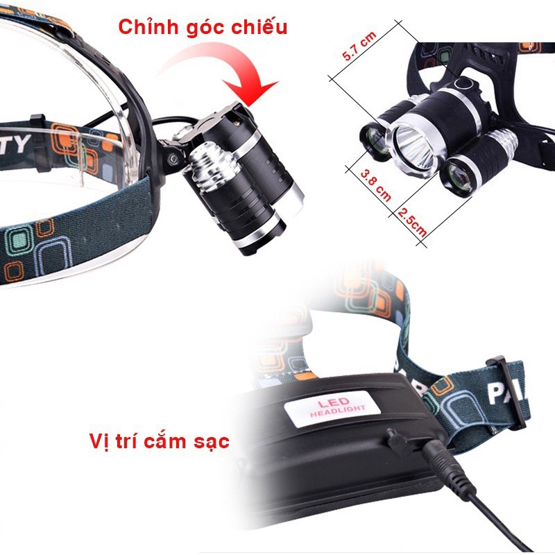 [HCM] Đèn đội đầu 5 bóng đa tác dụng Trắng hộp tím