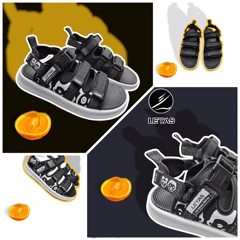 Sandal Letas Nữ D714 Đen Icon Phản Quang