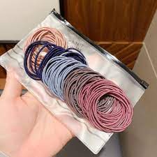 Set 100 dây buộc tóc trơn kèm túi zip siêu xinh