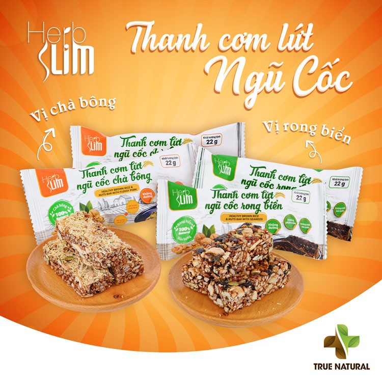 Thanh Cơm Gạo Lứt Ngũ Cốc Chà Bông TRUE NATURAL Thơm_Ngon_Bổ Dưỡng_Không Sợ Béo