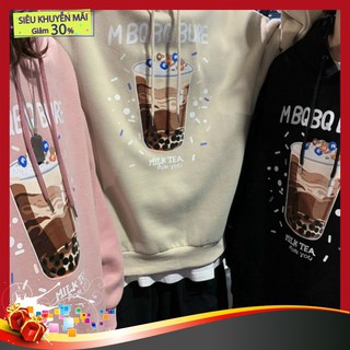 ÁO HOODIE FORM RỘNG UNISEX (NAM NỮ) TÊN MILK TEA - Chất nỉ cotton 100%