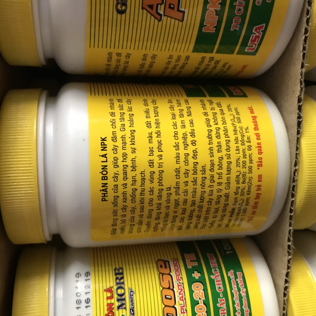 phân bón lá Growmore 20-20-20 TE USA hộp 100g