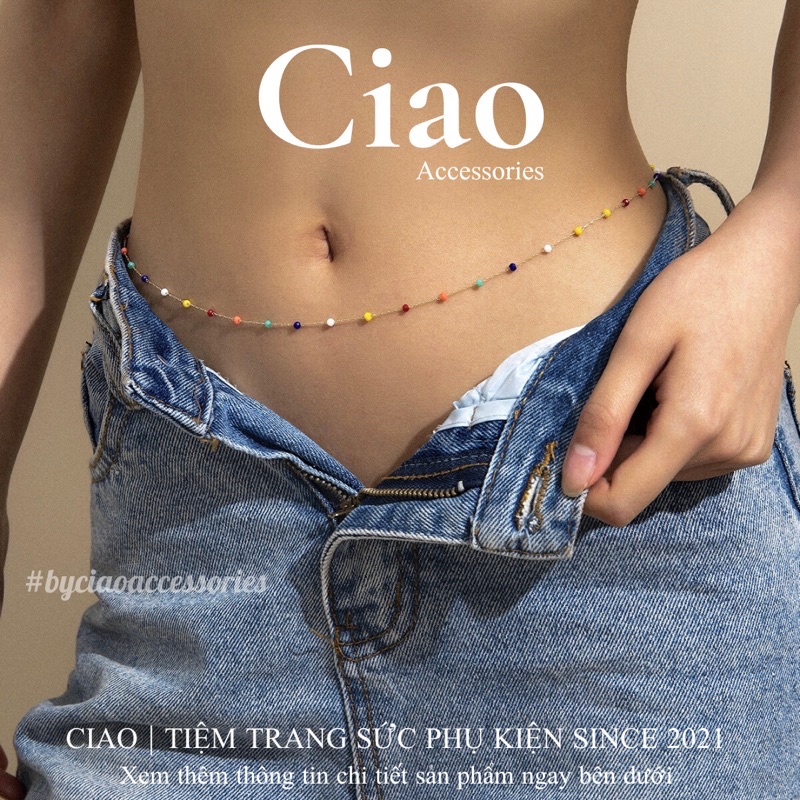 [HOẢ TỐC 1H] Vòng bụng/ Vòng eo thiết kế đính charm màu sắc mã 03 trendy Ciao accessories