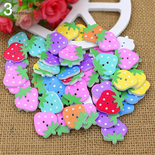 Set 50 cúc gỗ tạo hình hoạt hình dễ thương xinh xắn