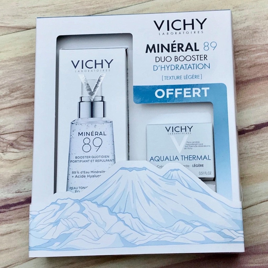 Vichy Minéral 89 Duo Booster D'Hydratation ( Texture Riche ) - Set Quà Tặng Cấp Nước Cho Da Khô Vichy