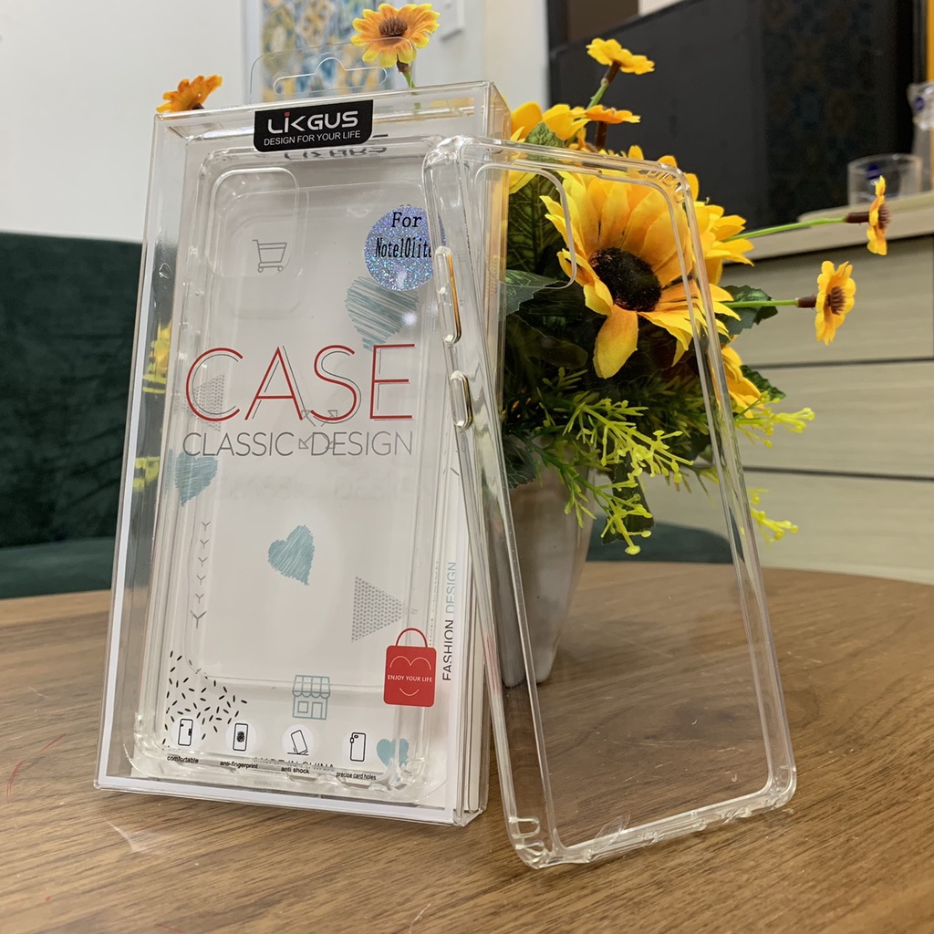Ốp lưng chống sốc trong suốt Likgus cho Note 10 Lite