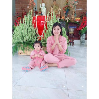 Set đồ lam đi chùa mẹ và bé