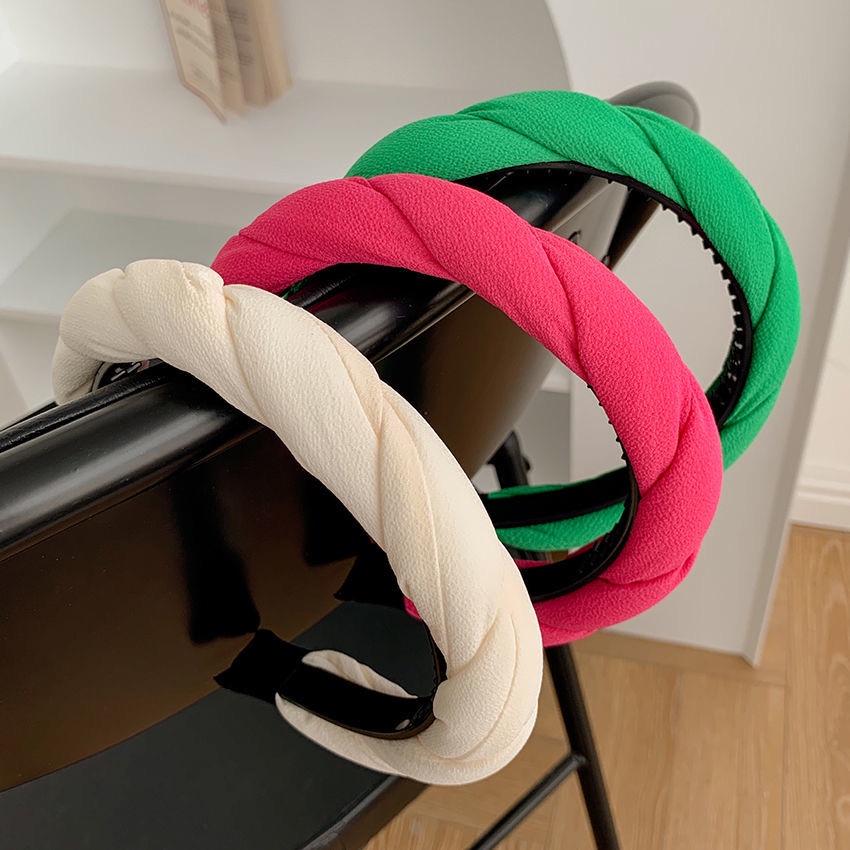 Băng đô cài tóc bằng vải bản rộng kiểu Pháp