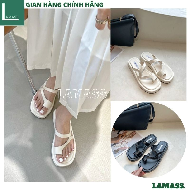 Dép xỏ ngón đế bằng kiểu dáng thời trang phong cách ulzzang cá tính dành cho nữ, dép lê nữ form chuẩn - LAMASS