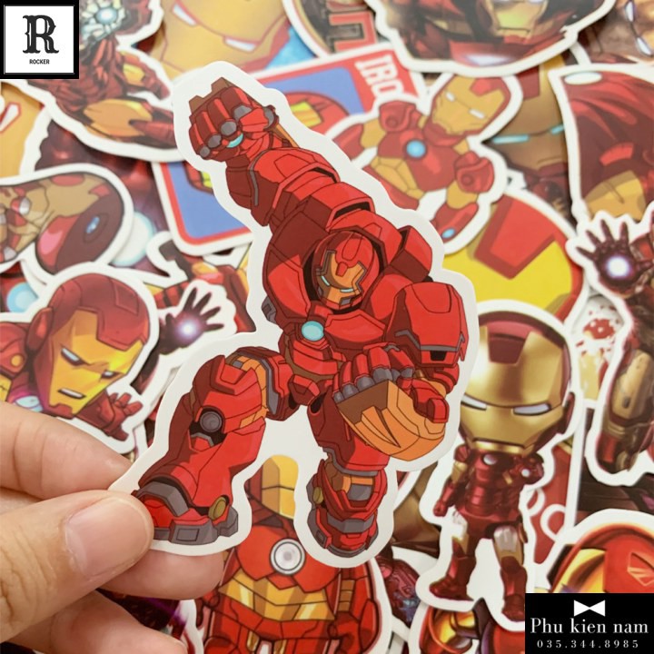 Sticker PVC Chống nước Hình dán 35 Hình Ironman Marvel ST032
