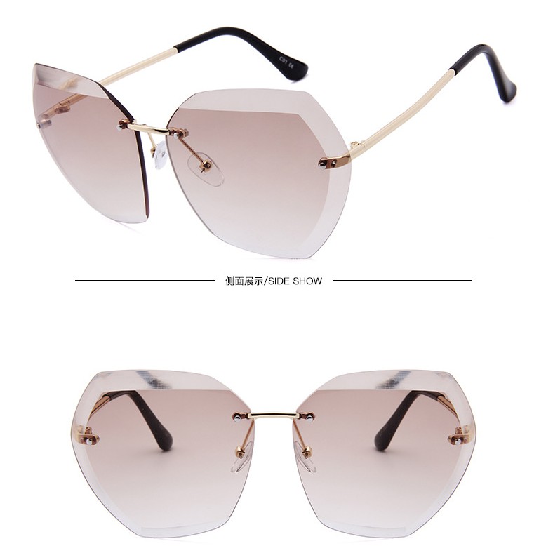 Kính râm nữ oversize tròng vuông không viền