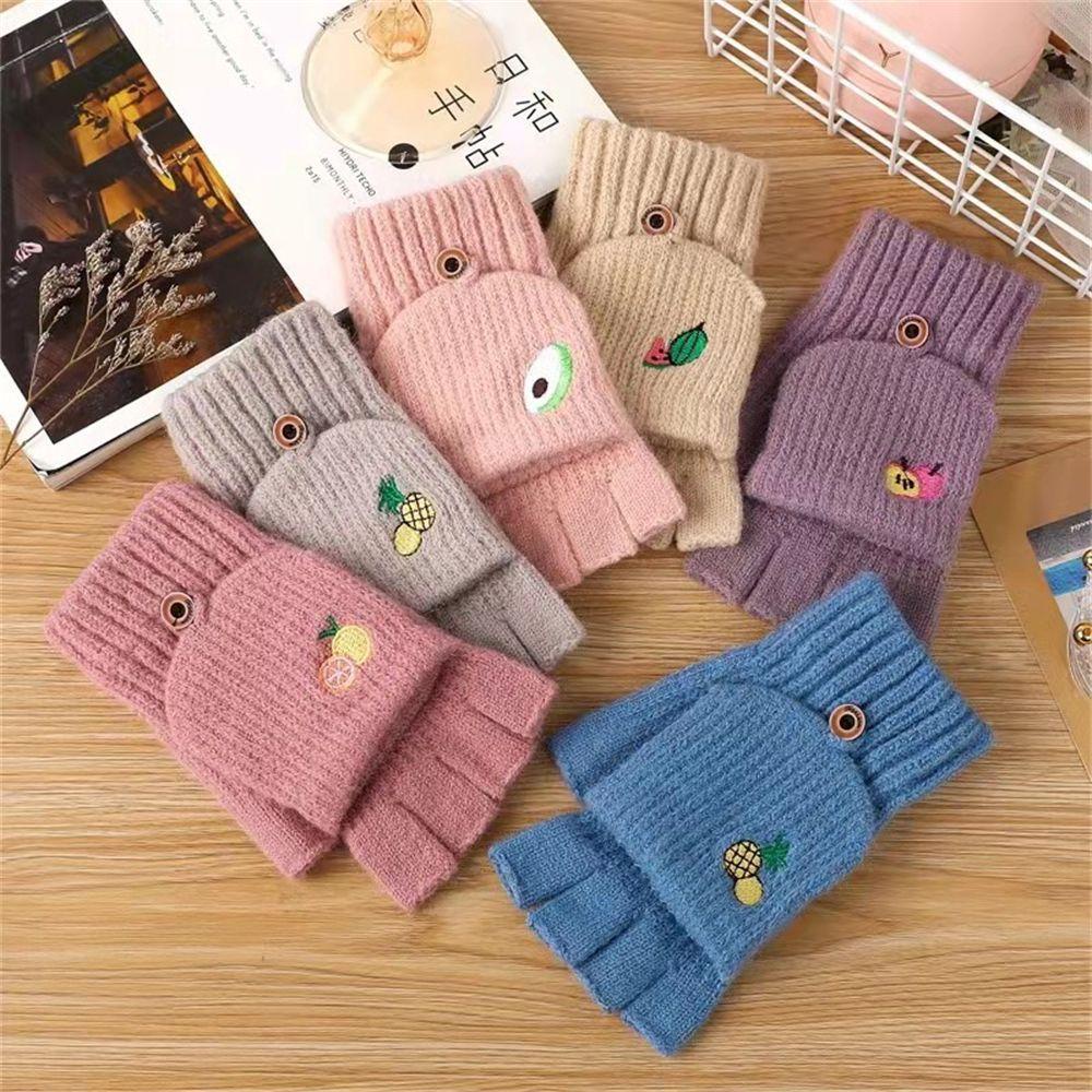 Găng Tay Len Hở Ngón Giữ Ấm Cho Bé