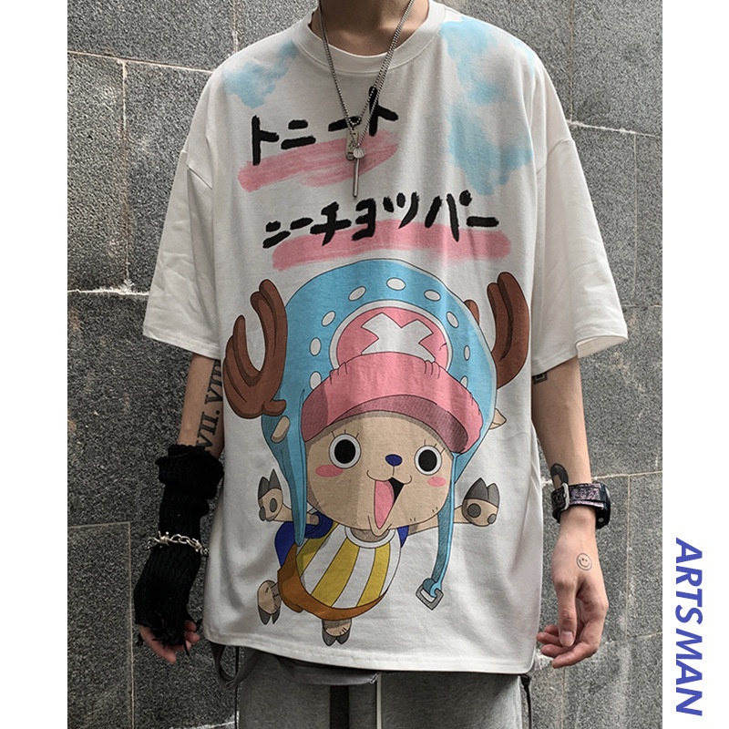 Áo Thun Tay Ngắn In Hình One Piece Phong Cách Harajuku Thời Trang Mùa Hè Cho Nam Và Nữ Faruiline Fru079