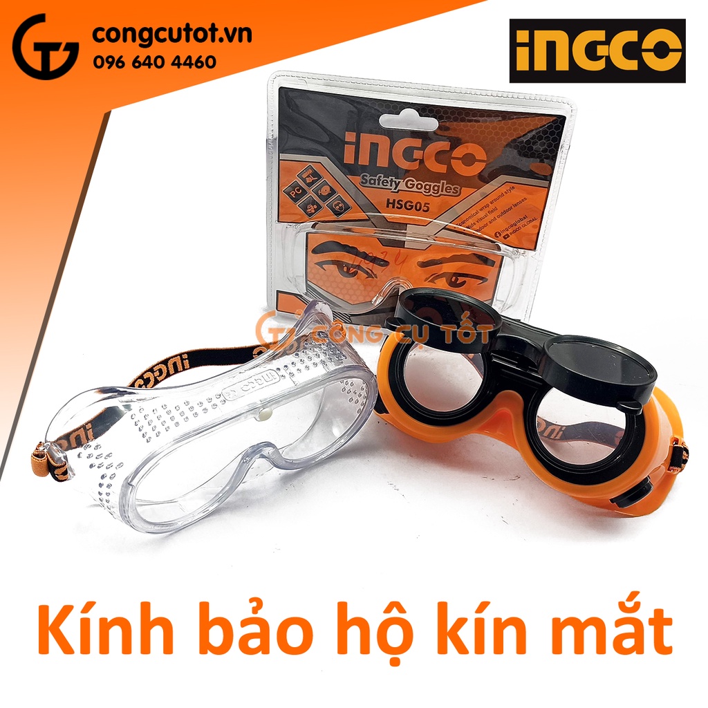 Kính bảo hộ chống hóa chất băng bắn Ingco HSG02