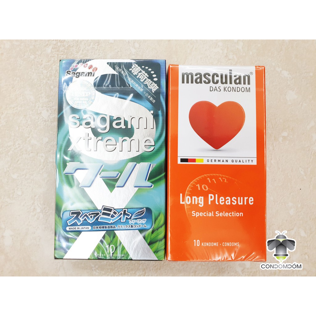 Combo 20 Bao cao su Sagami Xtreme Spearmint và Masculan Long Pleasure