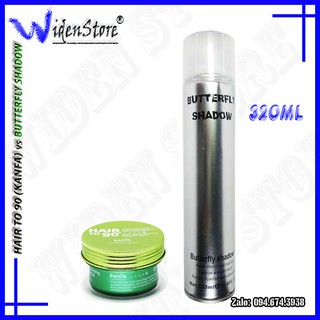 Combo sáp vuốt tóc Kanfa (Hair to 90) hộp xanh lá và gôm xịt tóc Butterfly Shadow 320ml