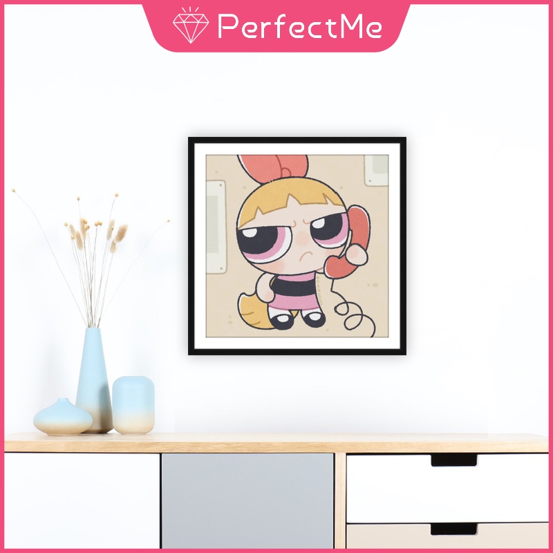 Bộ tranh đính đá 5D họa tiết cô gái cảnh sát hoạt hình độc đáo kích thước 30x30cm DIY dùng trang trí