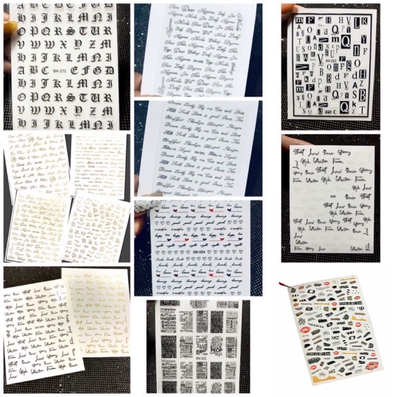 Hình Dán Sticker Chữ Vàng-Đen Nhiều Mẫu