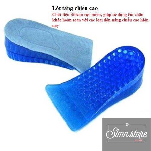 Bộ 4 miếng lót đế giày tăng chiều cao silicon siêu êm ái, giày đế cao, giày độn gót. SLMN_LOTGIAY_silicone_xanh