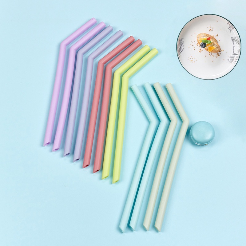 Ống hút silicone cấp thực phẩm có 2 kiểu tùy chọn ngẫu nhiên tiện dụng