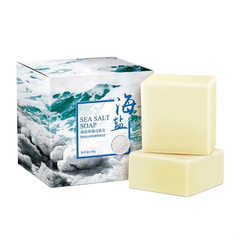 Xà Phòng Muối Biển Rửa Mặt Trị Mụn Đầu Đen Làm Trắng Da 100g