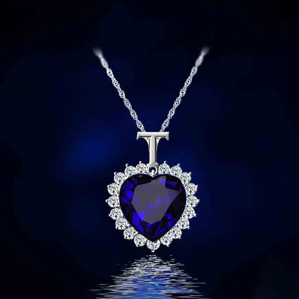Dây chuyền mặt tim đính đá màu Sapphire