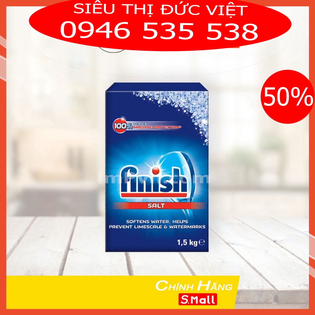 Muối rửa bát Finish 1.5kg - muối finish làm mềm nước cho máy rửa tráng chén bát ly