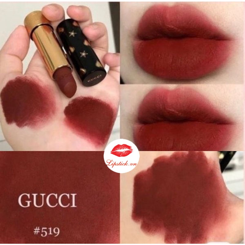 Son Gucci Rouge À Lèvres Voile Matte, chất son mịn siêu lì, son gucci cực đẹp, siêu sang chảnh 2021