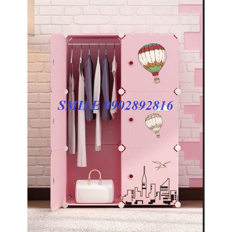 [Freeship] Tủ Lắp Ghép Đa Năng 6 Ô Tặng Chốt Và Búa Để Đồ,Treo Đồ Gấp Gọn Và Tiện Ích