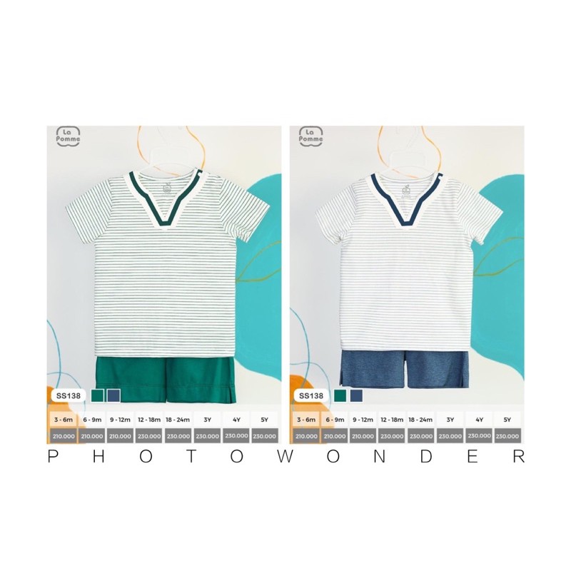 [ LAPOMME ] Bộ cộc kẻ ngang SS138