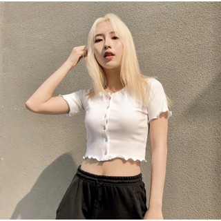 [TKN123] Áo Croptop Cúc Cầu Vồng. 6 chiếc 6 màu cực đẹp - CRT0005
