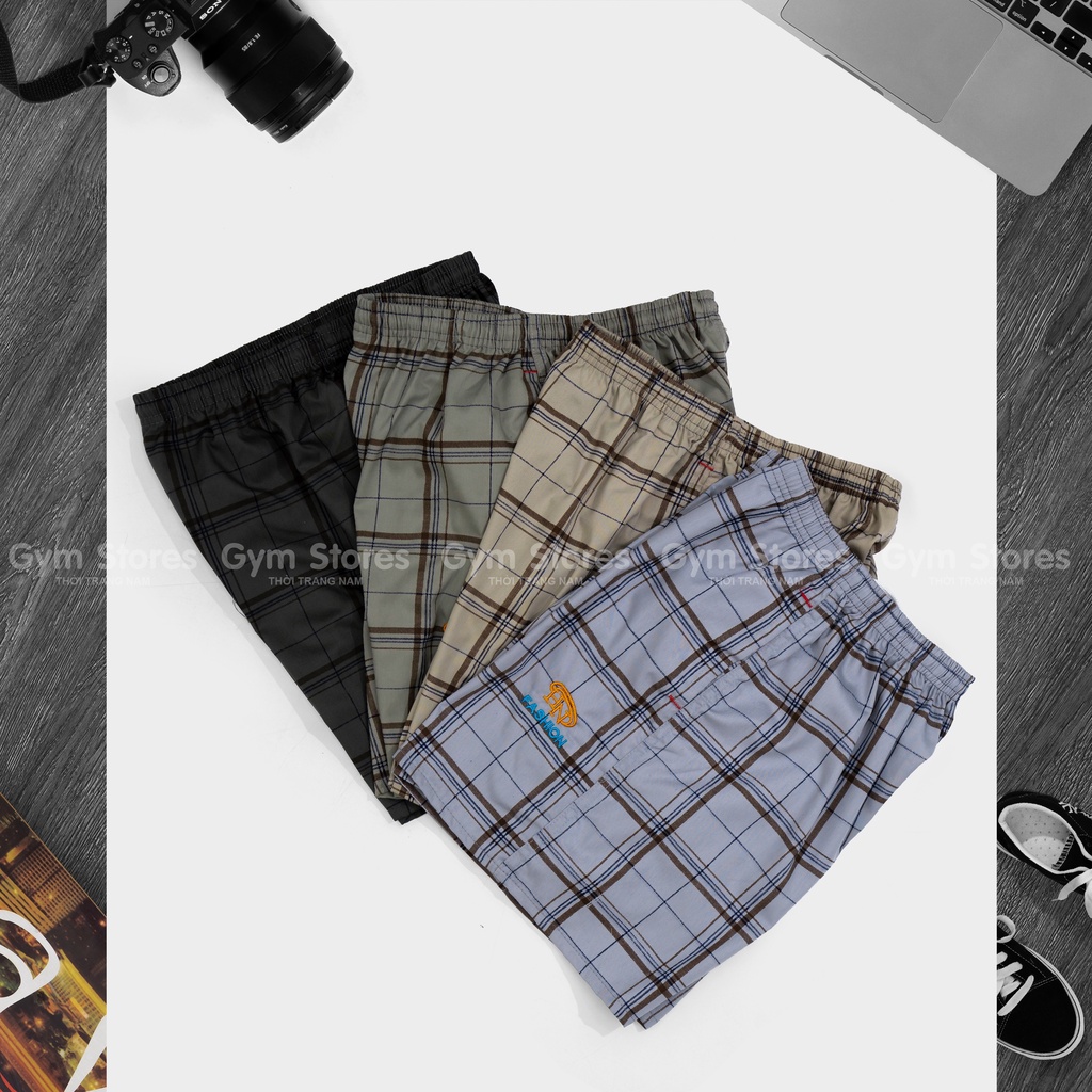 Quần Short Nam - Quần đùi Caro Vải Cotton - Mặc Nhà Thoải Mái SIZE 45 ĐẾN 95KG