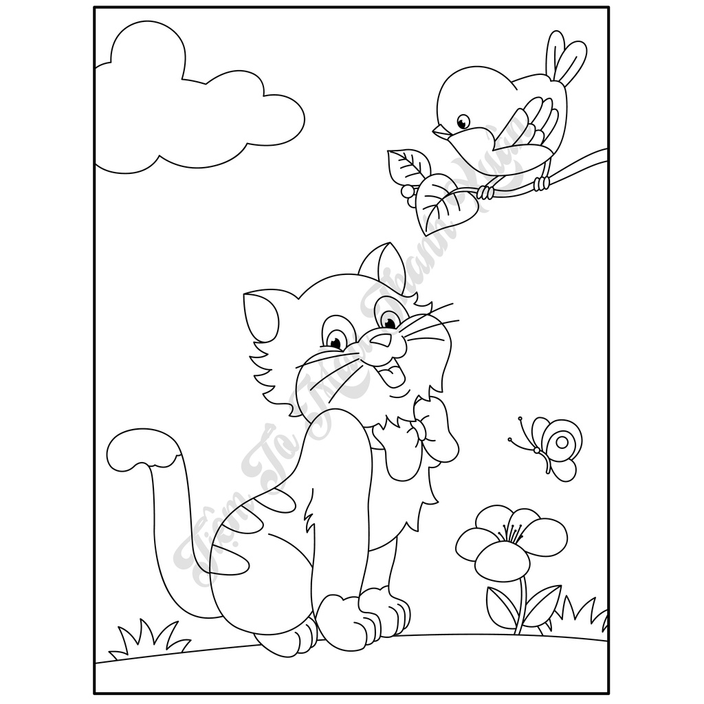 Set 30 Tờ Tranh Tô Màu Hình Mèo Cute Cho Bé Màu Sáp, Màu Chì - Tiệm Tô Màu Thanh Xuân