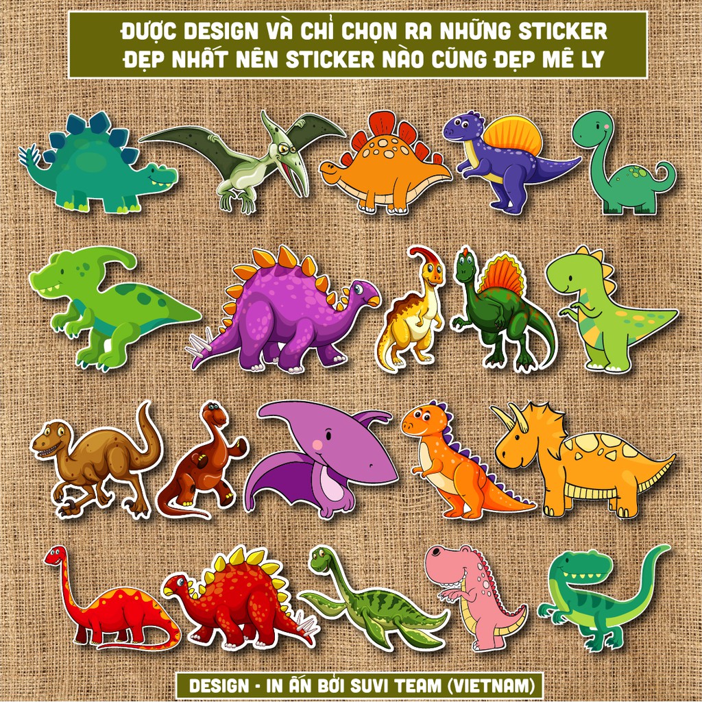 50 Sticker Khủng Long chống nước sticker dán laptop, điện thoại, đàn guitar, mũ bảo hiểm, vali. MSP: A13