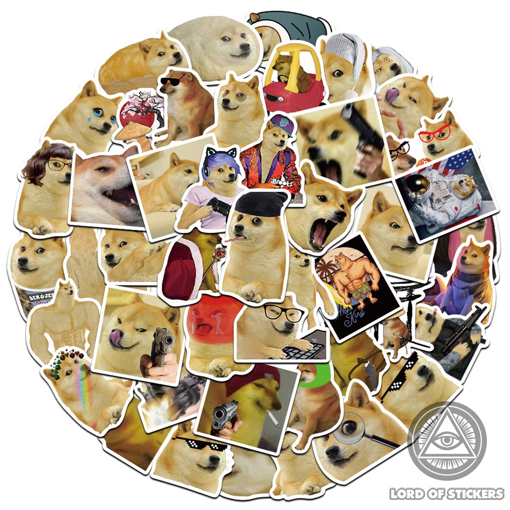 Set 50 Sticker Cheems Doge Meme Chó Vui Nhộn Hài Hước, Hình Dán Chống Thấm Nước Trang Trí Mũ Bảo Hiểm, Ván Trượt, Xe, Sổ