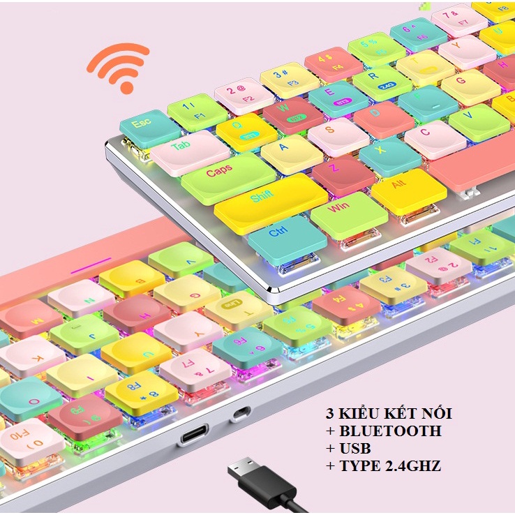 [SÊU PHẨM] Bàn phím cơ, Bàn phím máy tính Bluetooth Không Dây RF-68 PRO Siêu đẹp cực đình [CO BẢO HÀNH]