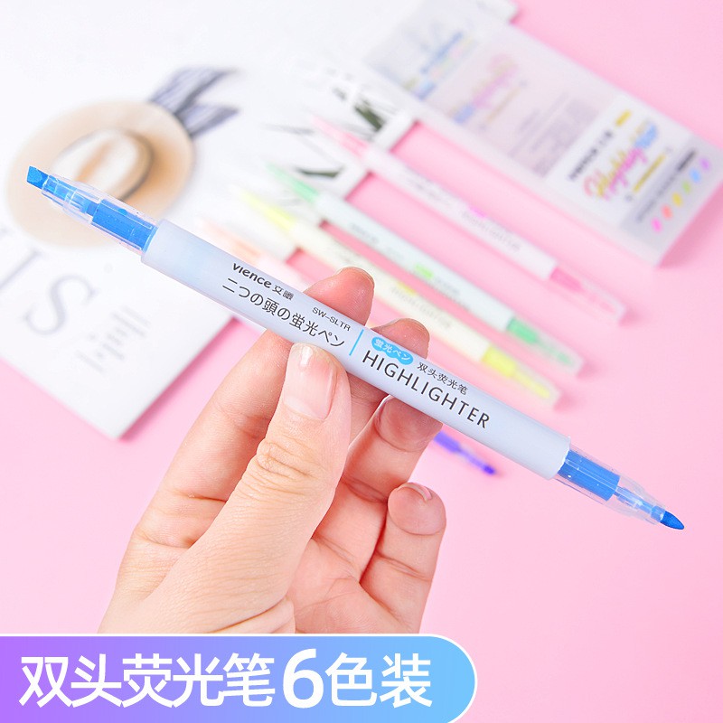 Bút Dạ Quang 6 Màu , Bút highlight , Bút nhớ Xinh Xắn Tiện Lợi , Bút Đánh Dấu Màu Pastel