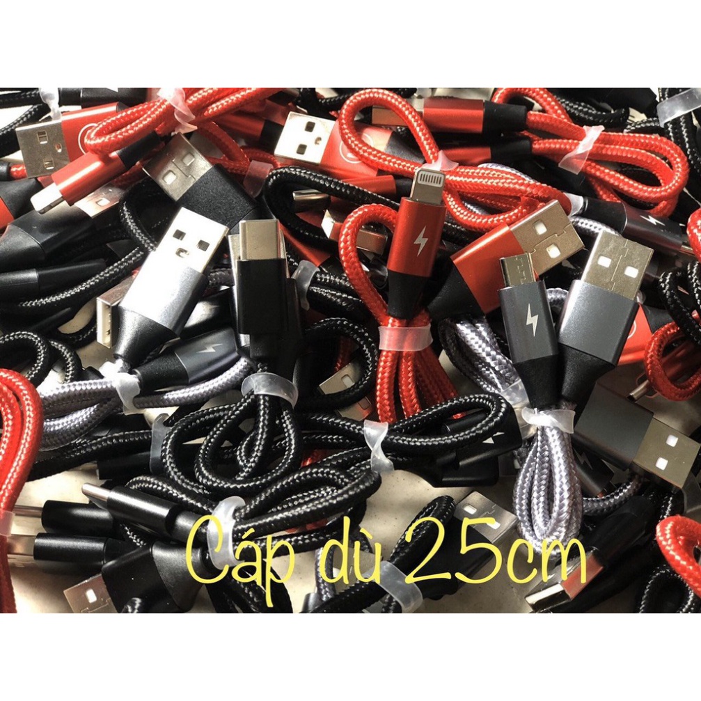 {Sale sốc} Cáp dù 25cm sạc nhanh, 4 lõi dành cho Iphone, Samsung, oppo...
