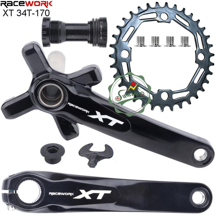 Giò dĩa xe đạp - Đùi dĩa cốt rỗng RACEWORK XT 34T-170 kèm BB-68/73 - Chính hãng