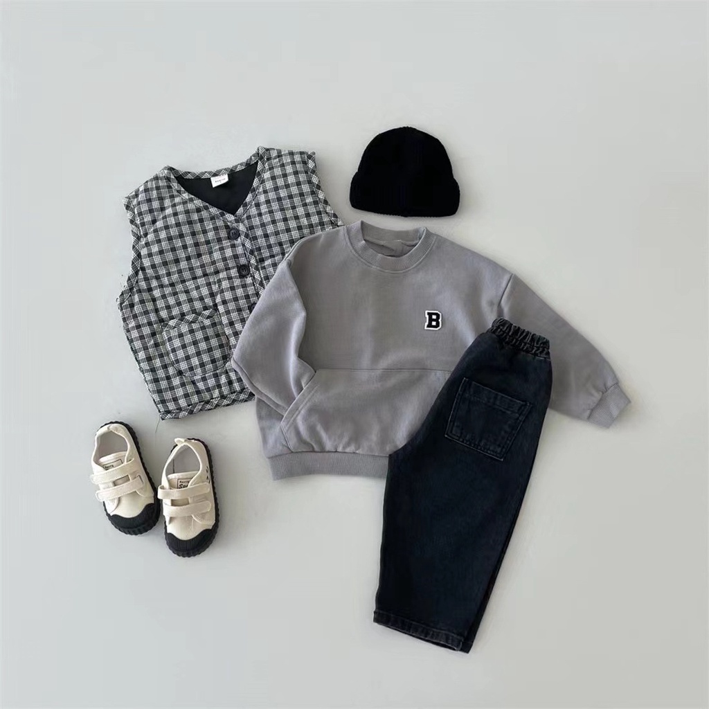 Áo Sweater Tay Dài Có Túi Thêu Hình Thời Trang Xuân Thu Dành Cho Bé Trai Gái 7VYR