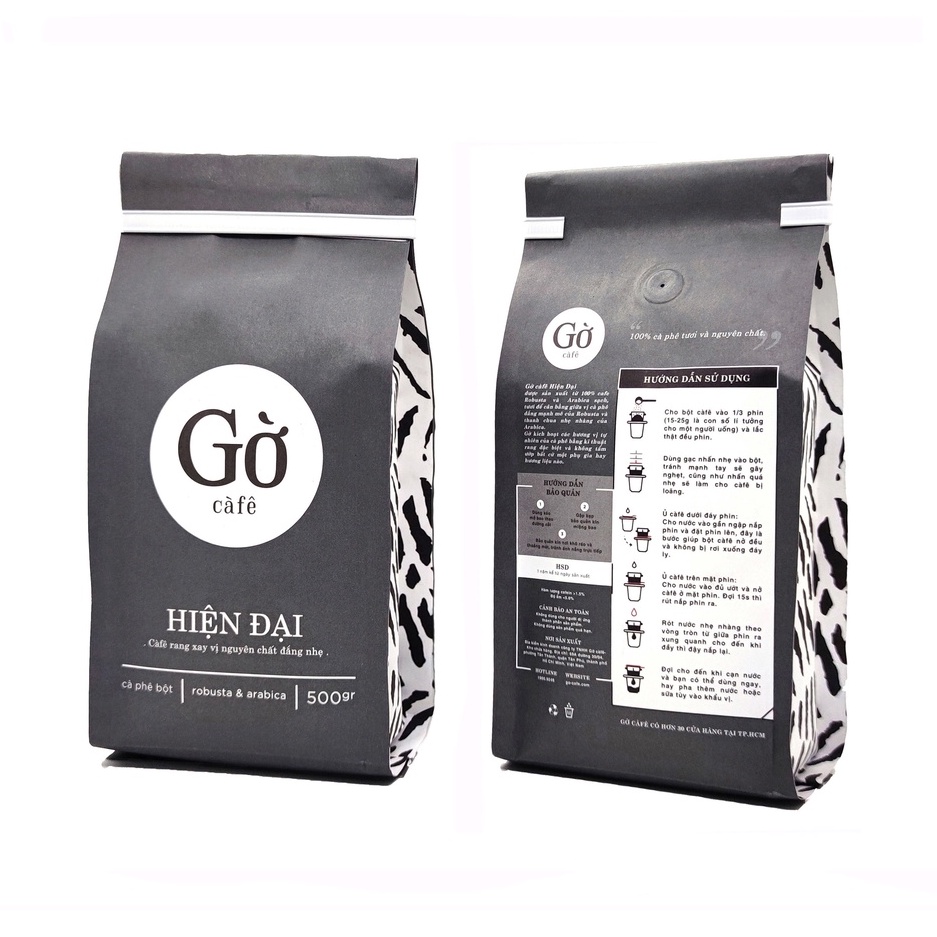 500GR- Gu HIỆN ĐẠI (đắng dịu) - Cà phê bột rang xay nguyên chất Robusta & Arabica - Gờ cafe