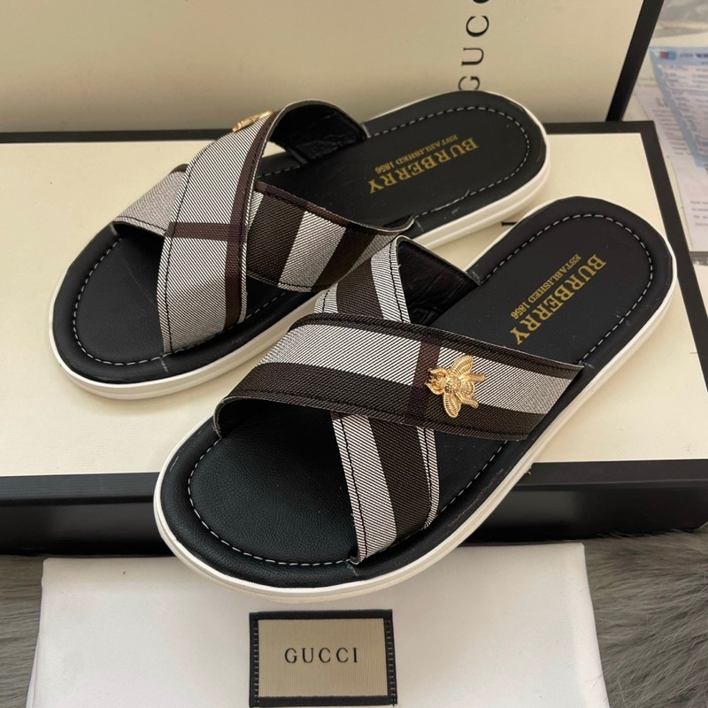 Dép da nam quai chéo bắp trắng kèm video