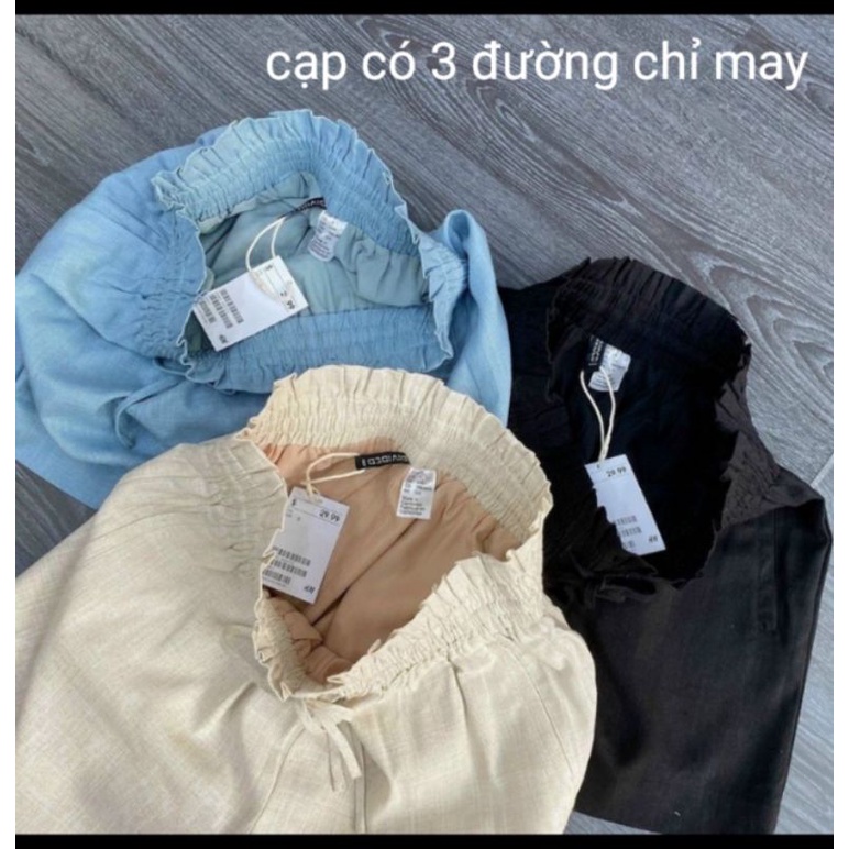 Combo 3 quần đùi đũi đen,be,xanh, cạp bèo có dây THUXINHSHOP