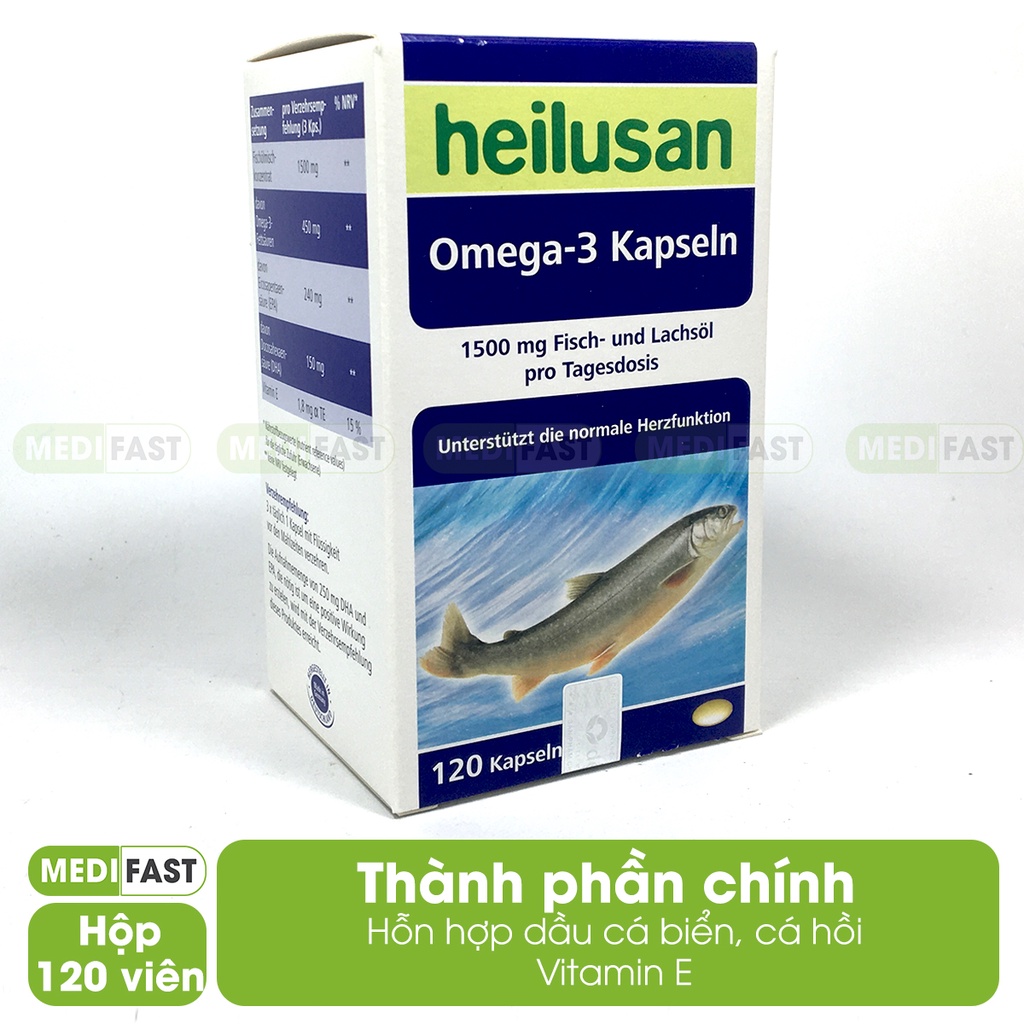 Bổ sung Omega 3 từ dầu cá - Heilusan Omega 3 Kapseln - Tốt cho tim mạch, phát triển não bộ, tốt cho mắt,đẹp da