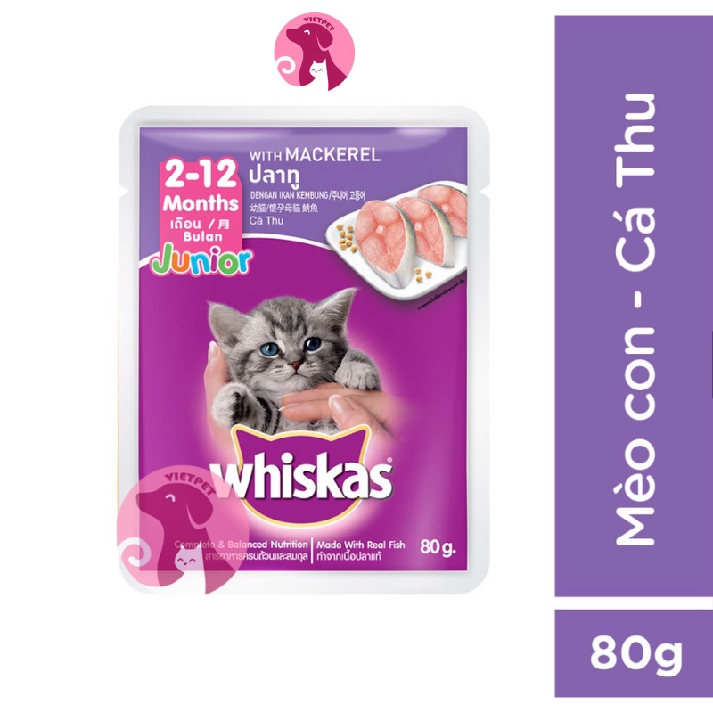 Pate Whiskas Tuna - Mix vị (80g) - Cho Mèo Lớn &amp; Mèo Nhỏ