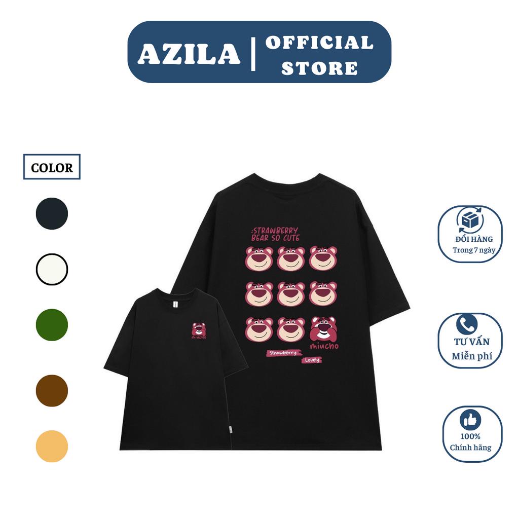 Áo thun Gấu Dâu Nasa thương hiêu AZILA 200 Tay lỡ From rộng chất liệu cotton 260Gsm