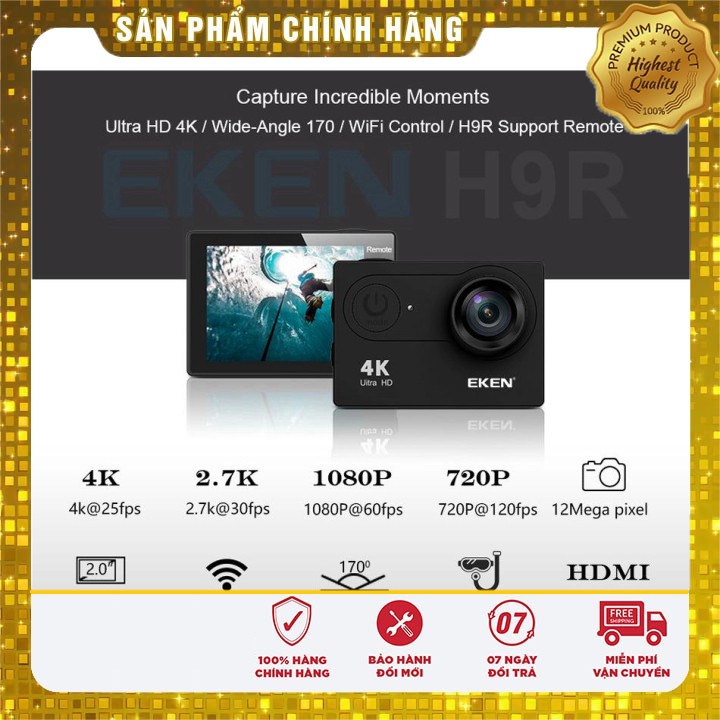 [Sale] Camera thể thao, camera hành trình Eken H9R(có remote) version 8.1, bảo hành 12 tháng tặng filter đỏ và tripod bạ