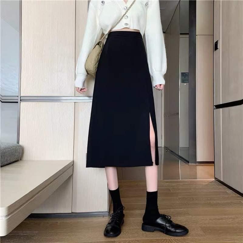 Chân váy dài ulzzang, chân váy chữ A xẻ cạnh dành cho nữ, Thiết kế trẻ trung siêu Hot cực xinh
